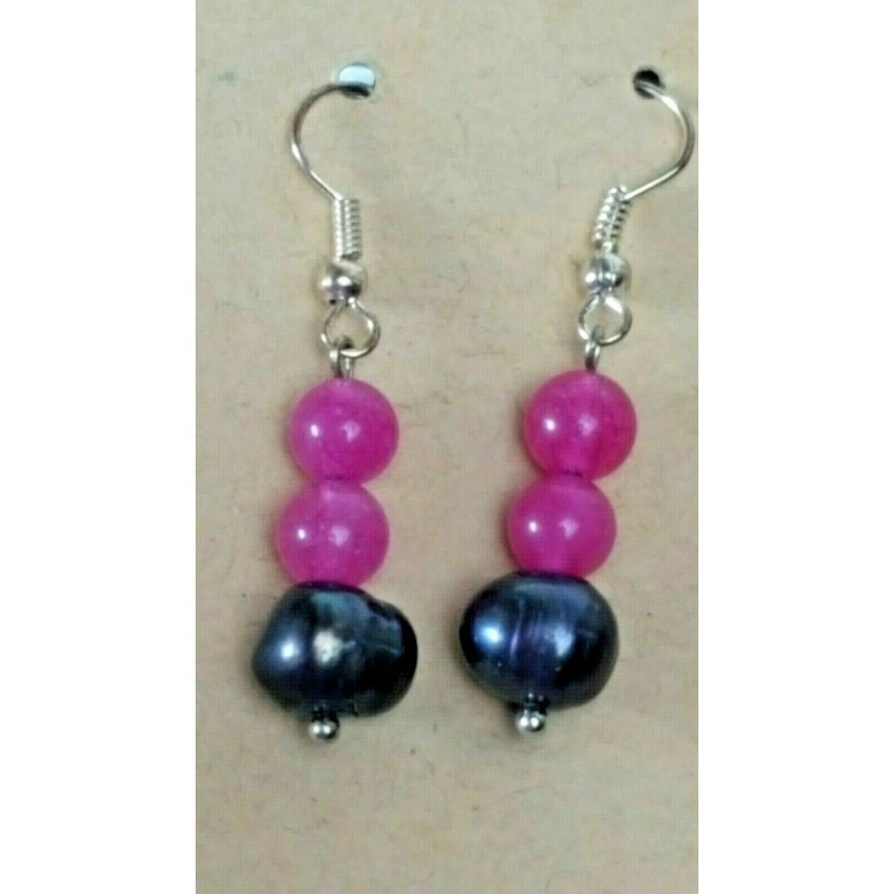 Pink Agate Grey Potato Fresh Water Pearls 121cb15